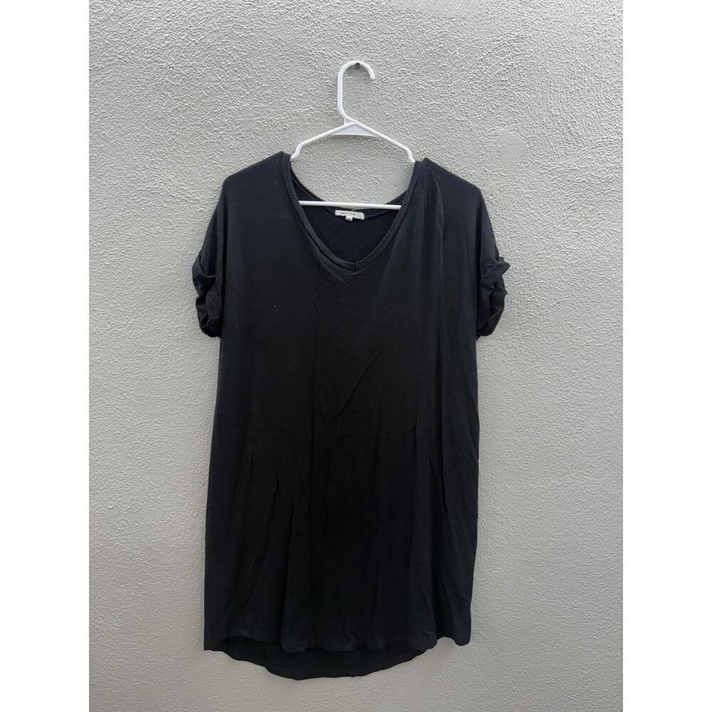 Antistar Womens Dress Size Medium Black Rolled Short Sleeve V-Neck
